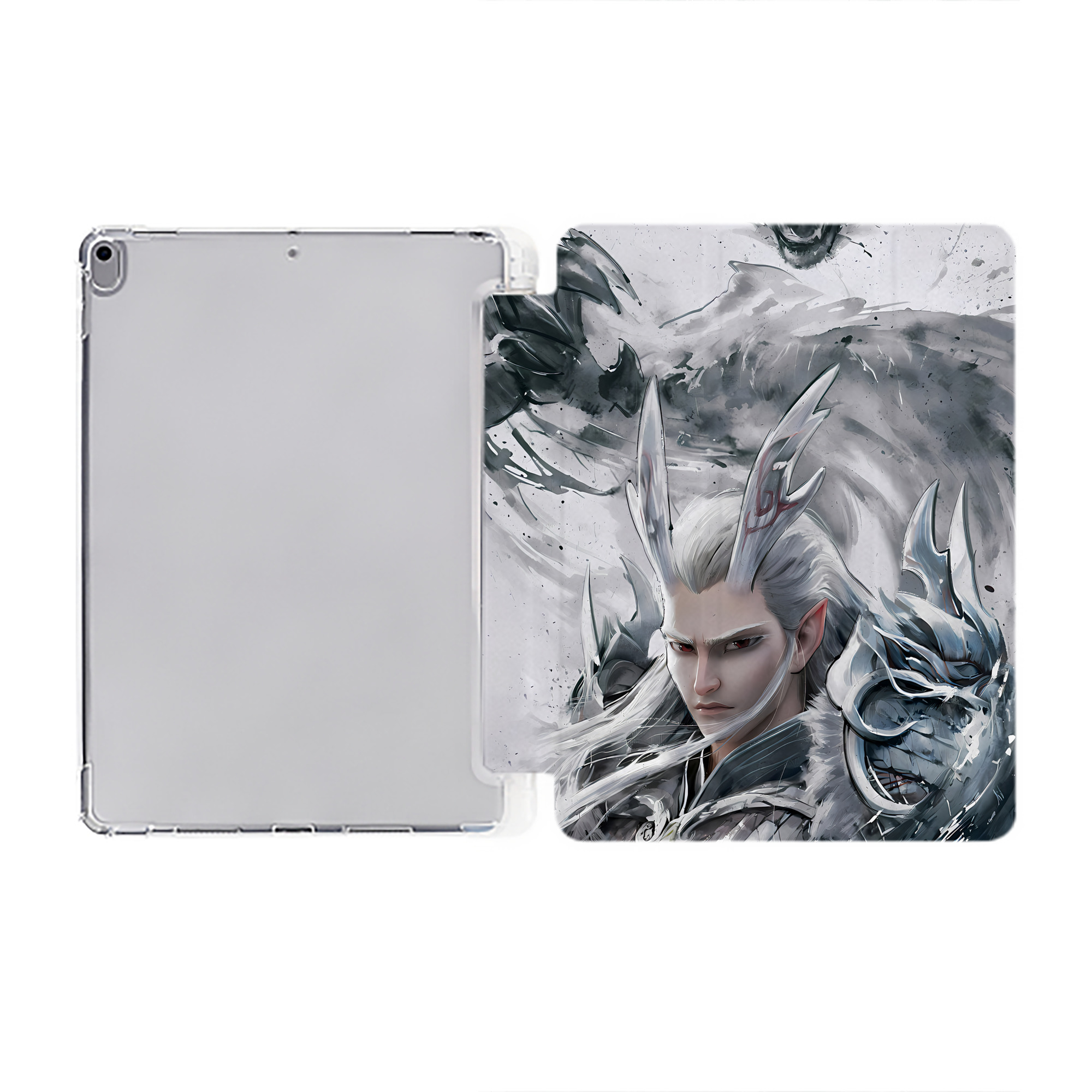 （画像用） Ne Zha 2 ナタ 魔童の大暴れ IPad ケース ペン収納付き 三つ折りスタンド PUレザー×シリコン 対応機種9.5/10.5/10.9インチ